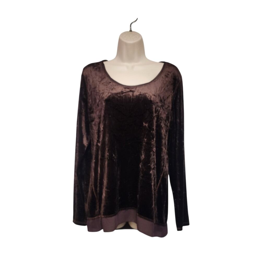 Simply Vera Vera Wang Scoop Neck Long Sleeves  Brown Hi-Lo Tunic Blouse Size L